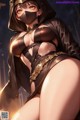 A woman in a black hooded outfit holding a sword.